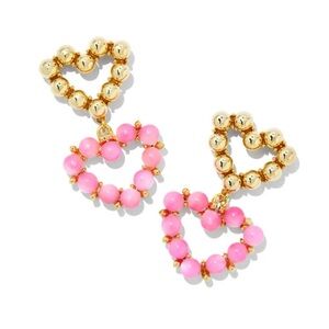 Kendra Scott Ashton Gold & Pink Beaded Heart Earrings